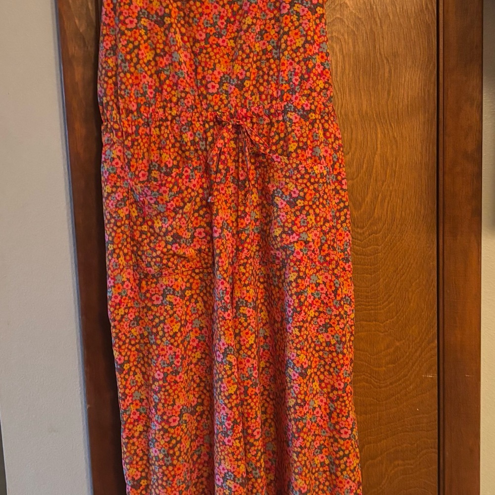 Toad&Co Floral Jumpsuit - Red and Orange